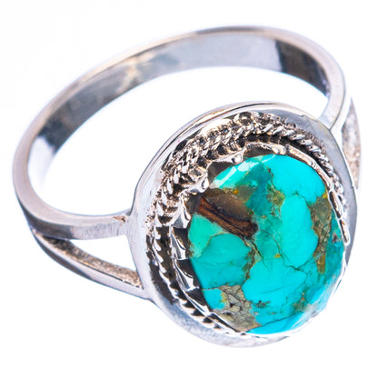 Oval turquoise stone ring in 925 sterling silver, raised ornate bezel on band