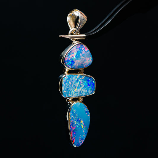 Premium Australian Fire Opal Doublet Pendant 2 1/4" (.925 Sterling Silver)