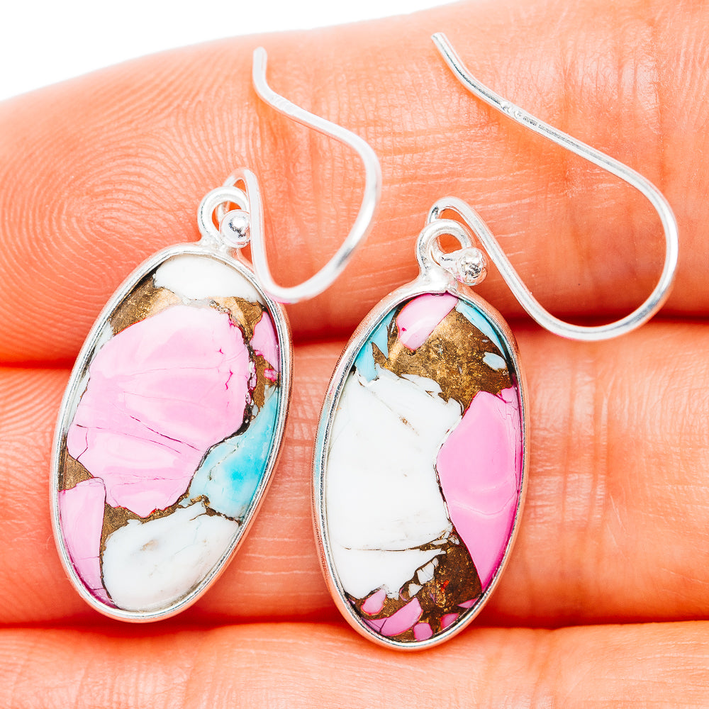 Cotton Candy Turquoise Earrings 1 3/8" (.925 Sterling Silver)