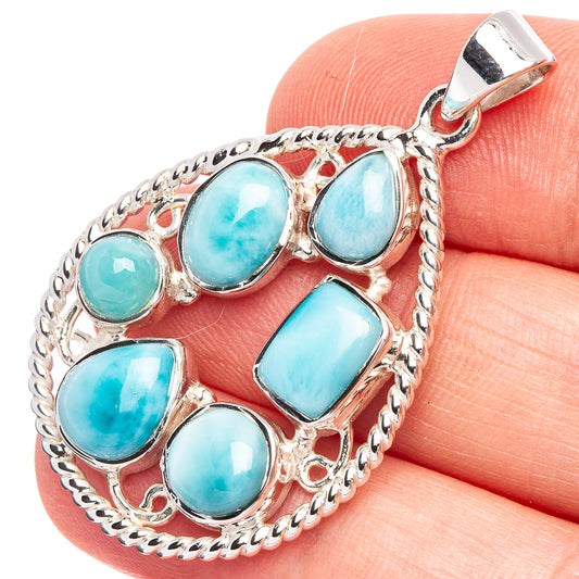 Larimar 925 Sterling Silver Premium Pendants 1 5/8" (925 Sterling Silver) P43757