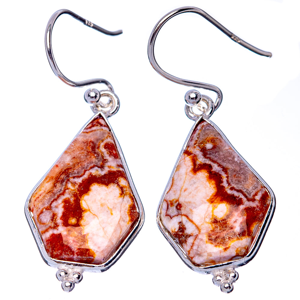 Crazy Lace Agate 925 Sterling Silver Earrings 1 1/2" (925 Sterling Silver) E1443