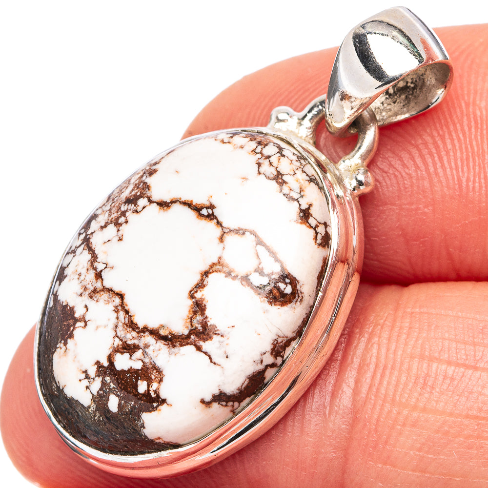 Oval Wild Horse jasper pendant in .925 sterling silver bezel with bail loop