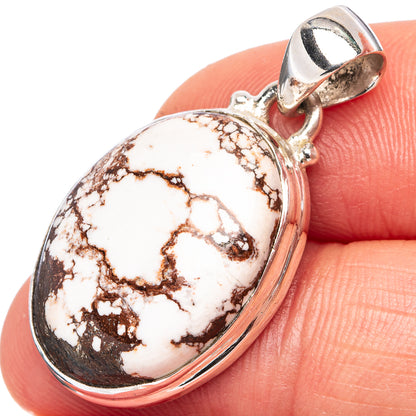 Oval Wild Horse jasper pendant in .925 sterling silver bezel with bail loop