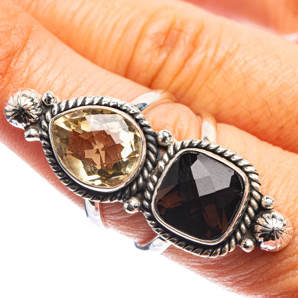 Large Smoky Quartz, Citrine Ring Size 7 (925 Sterling Silver) R143048