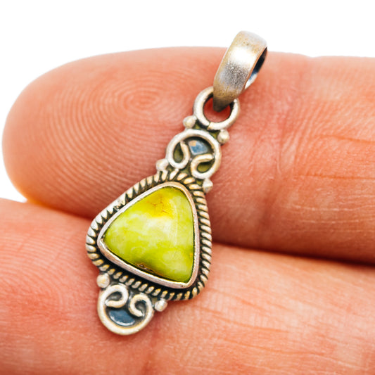 Southwestern Style Palomino Turquoise Pendant 1 1/8" (.925 Sterling Silver)