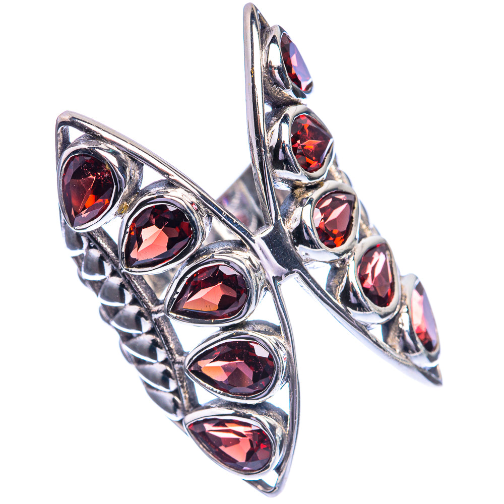 Large Garnet 925 Sterling Silver Ring Size 5.5