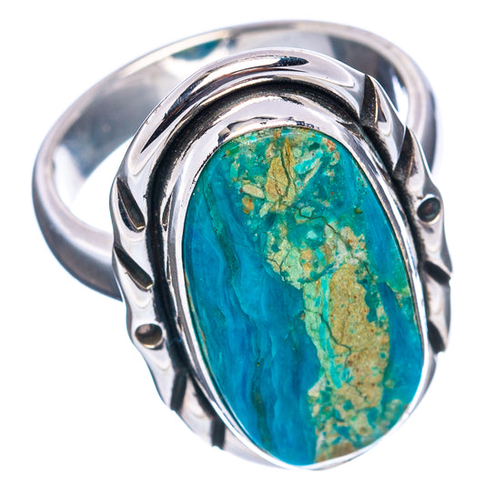 Sterling silver oval opal ring with turquoise-and-gold matrix stone and side setting