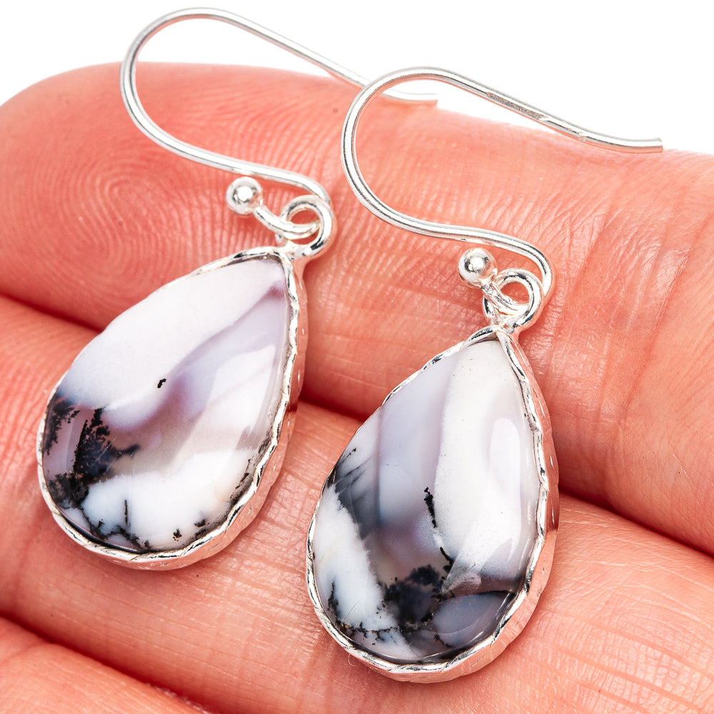 Dendritic Opal Earrings 1 1/4" (925 Sterling Silver) E1124