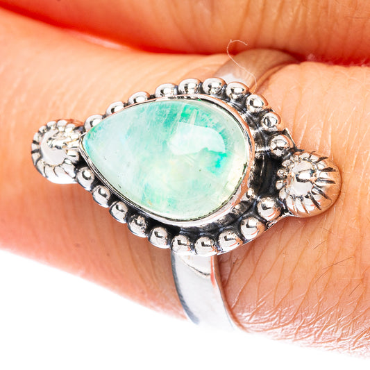 Green Moonstone Ring Size 7.75 (925 Sterling Silver) R3678
