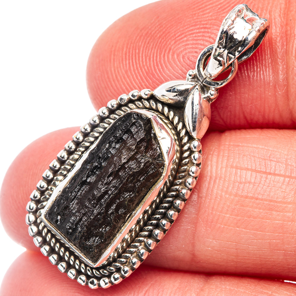 Moldavite Pendant 1 3/8" (.925 Sterling Silver)
