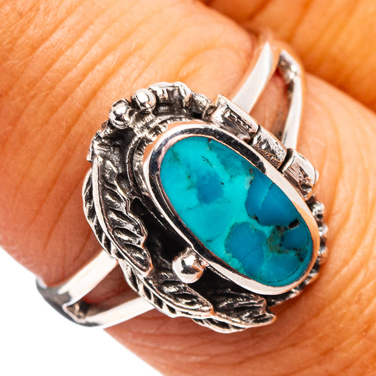 Oval turquoise cabochon poison ring, .925 sterling silver ornate bezel