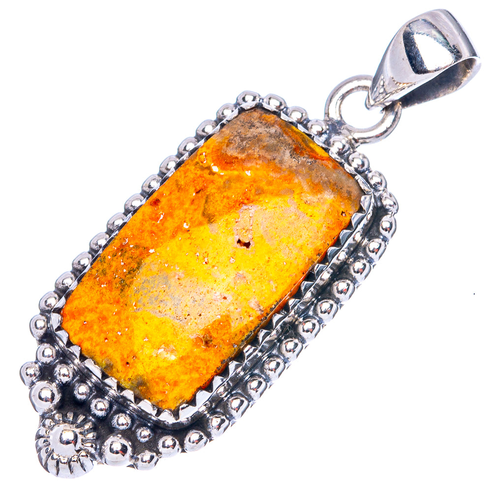 Bumble Bee Jasper Pendant 1 1/2" (925 Sterling Silver) P41989