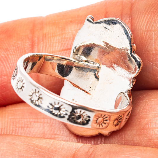 Exclusive Southwestern Style Hubei Turquoise Ring Size 9 Adjustable (.925 Sterling Silver)