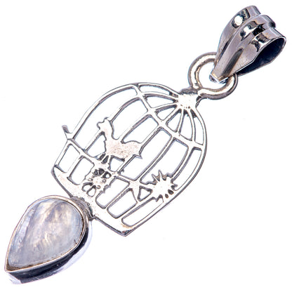 Rainbow Moonstone Dainty Pendant 1 3/8" (925 Sterling Silver) P39902