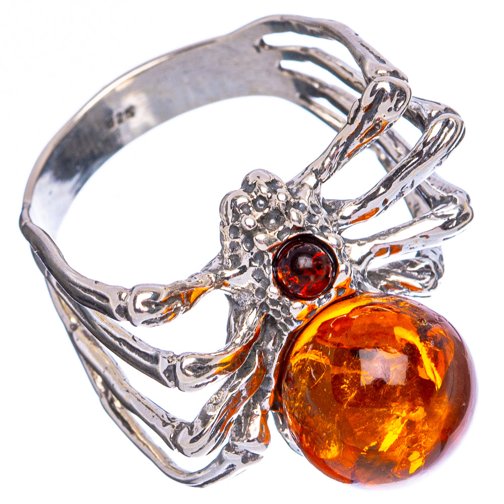 Baltic Amber Spider Ring Size 8.75 (.925 Sterling Silver)