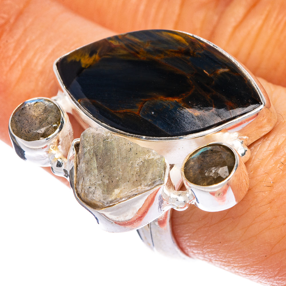 Pietersite, Labradorite Ring Size 8.25 (925 Sterling Silver) R1252