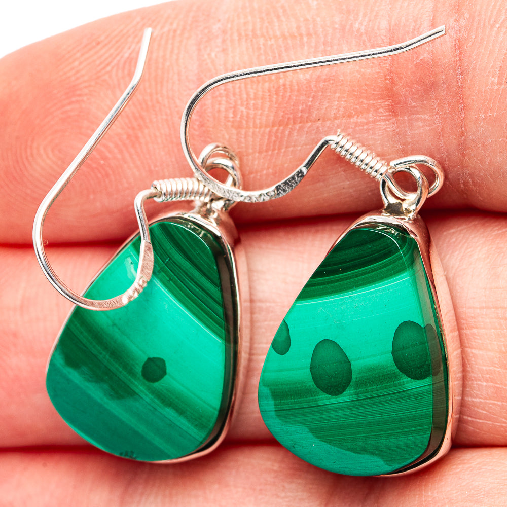 Premium Malachite Earrings 1 1/2" (.925 Sterling Silver)