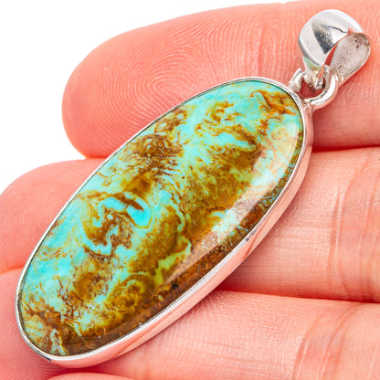 Rare Arizona Turquoise Pendant 1 7/8" (925 Sterling Silver) P42163