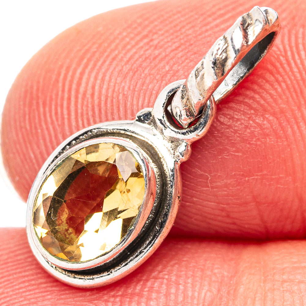 Dainty Citrine Pendant 3/4" (.925 Sterling Silver)
