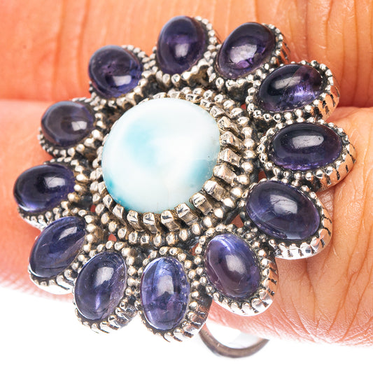 Large Larimar, Tanzanite Ring Size 6.75 (925 Sterling Silver) R6944