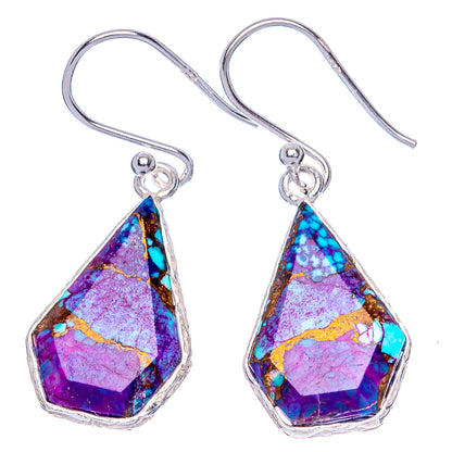 Purple Copper Composite Turquoise Earrings 1 3/8" (925 Sterling Silver) E1252