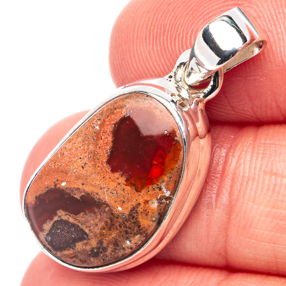 Rare Mexican Fire Opal Pendant 1 1/4" (.925 Sterling Silver)