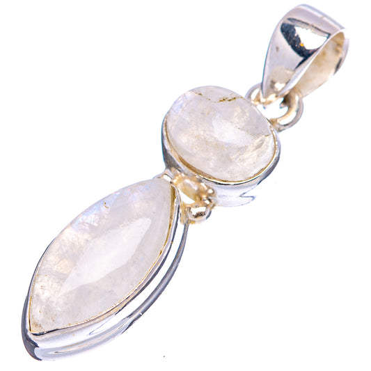 Sterling silver moonstone pendant with oval drop stone and round center, top bail