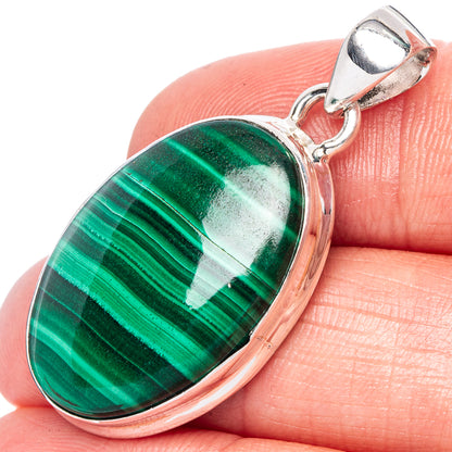 Malachite Pendant 1 1/2" (925 Sterling Silver) P42455