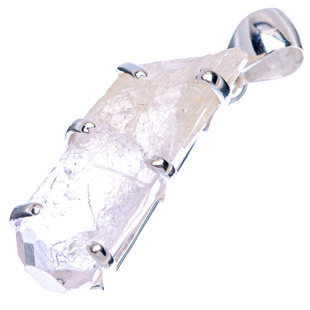 Faceted clear crystal pendant in sterling silver prong setting with bail