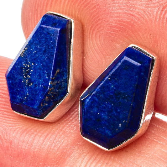 Faceted Lapis Lazuli Earrings 1/2" (925 Sterling Silver) E1607