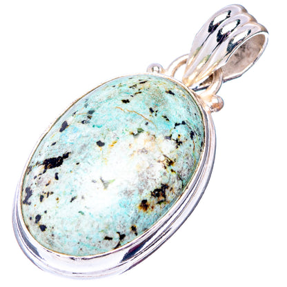 African Turquoise Jasper Pendant 1 3/8" (.925 Sterling Silver)