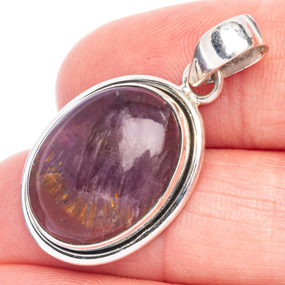 Rare Cacoxenite Amethyst Pendant 1 3/8" (925 Sterling Silver) P40630