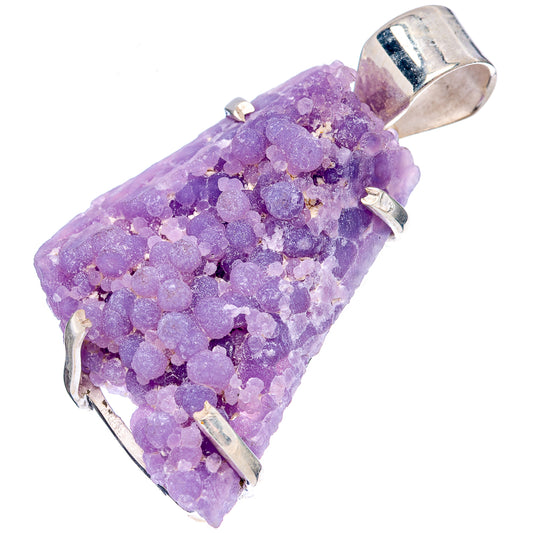 Sterling silver grape agate pendant with faceted purple druzy and top bail.