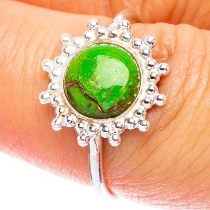 Green Copper Composite Turquoise Dainty Ring Size 7.25 (925 Sterling Silver) R146753