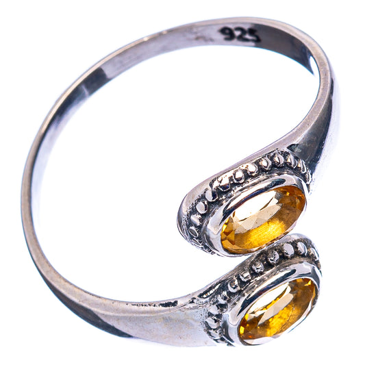 Citrine ring, size 10, .925 sterling silver with two oval amber stones