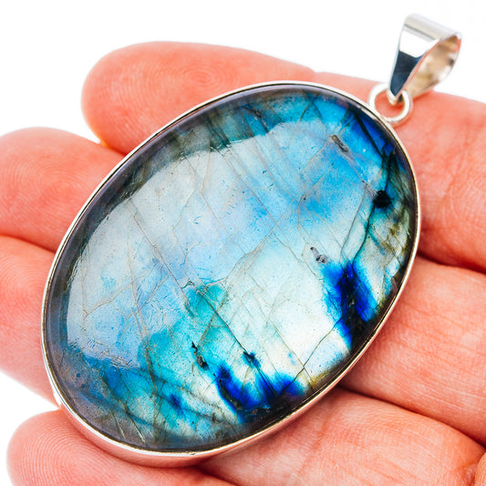 Huge Premium Spectrolite Pendant 2 3/8" (.925 Sterling Silver)