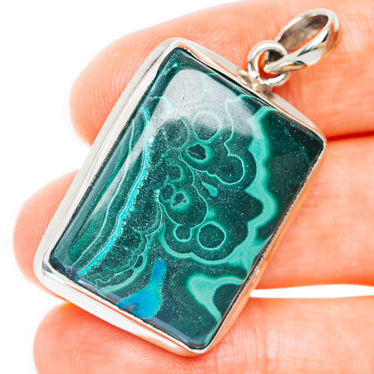 Malachite In Chrysocolla Pendant 1 5/8" (German Silver)