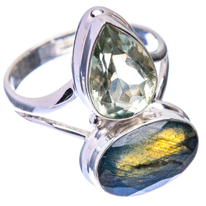 Large Labradorite, Green Amethyst Ring Size 10.75 (925 Sterling Silver) R141609