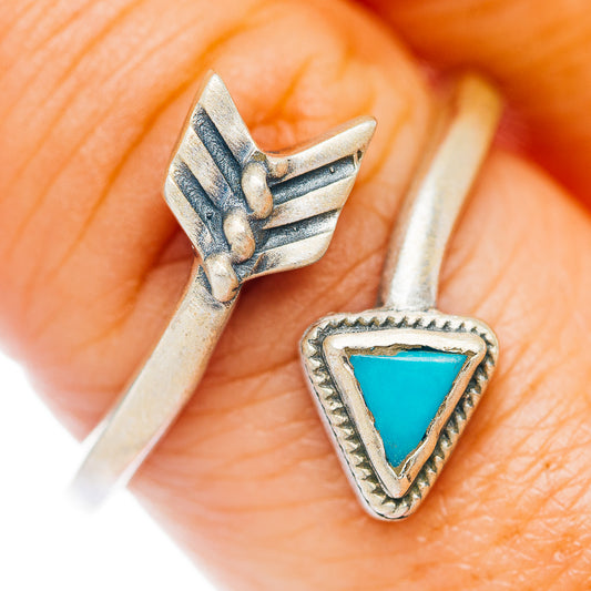 Mojave Turquoise Arrow Ring Size 8 Adjustable (.925 Sterling Silver)