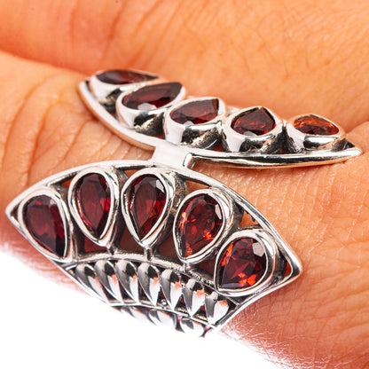 Large Garnet 925 Sterling Silver Ring Size 8.25
