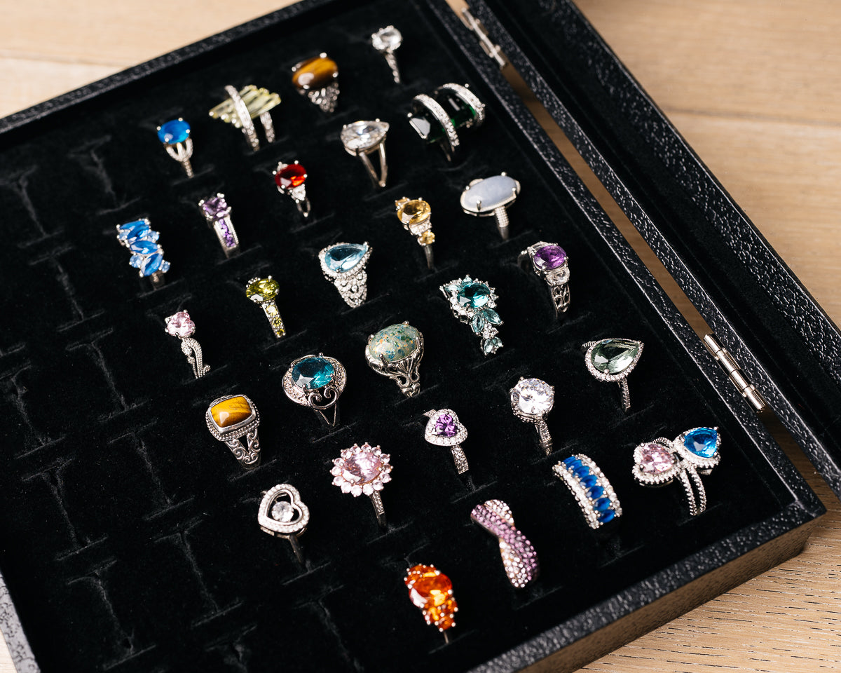 28pc 1980-1990s Vintage Jewelry Ring Lot (.925 Sterling Silver)
