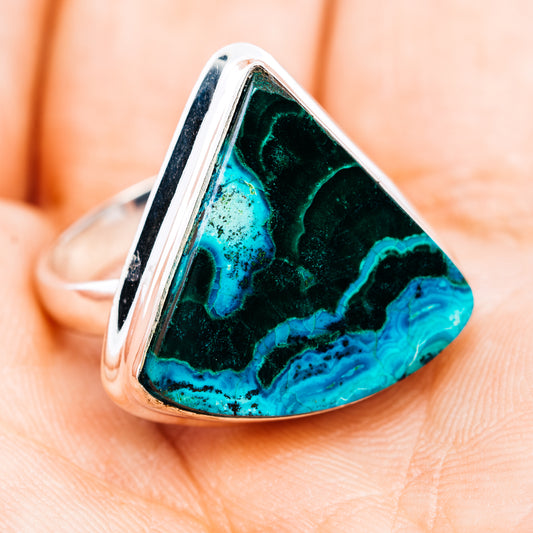 Premium Malachite In Chrysocolla Ring Size 7 (.925 Sterling Silver)