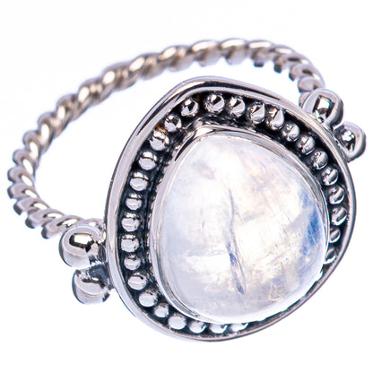 925 sterling silver moonstone ring with round cabochon and beaded halo