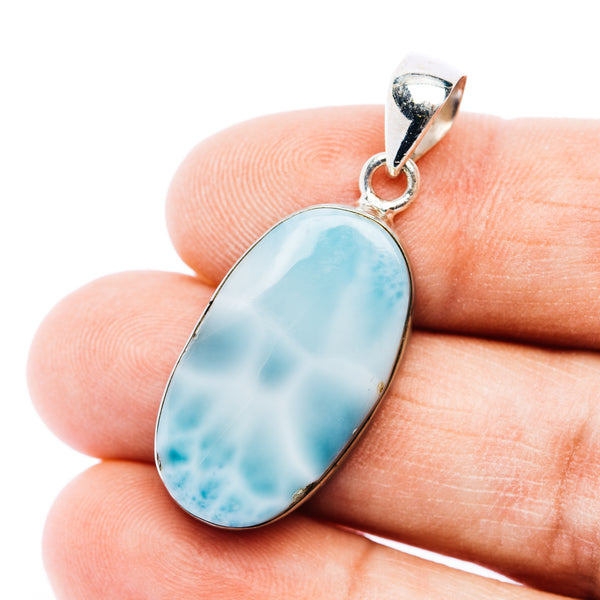 Premium Larimar Pendant 1 1/2" (.925 Sterling Silver)