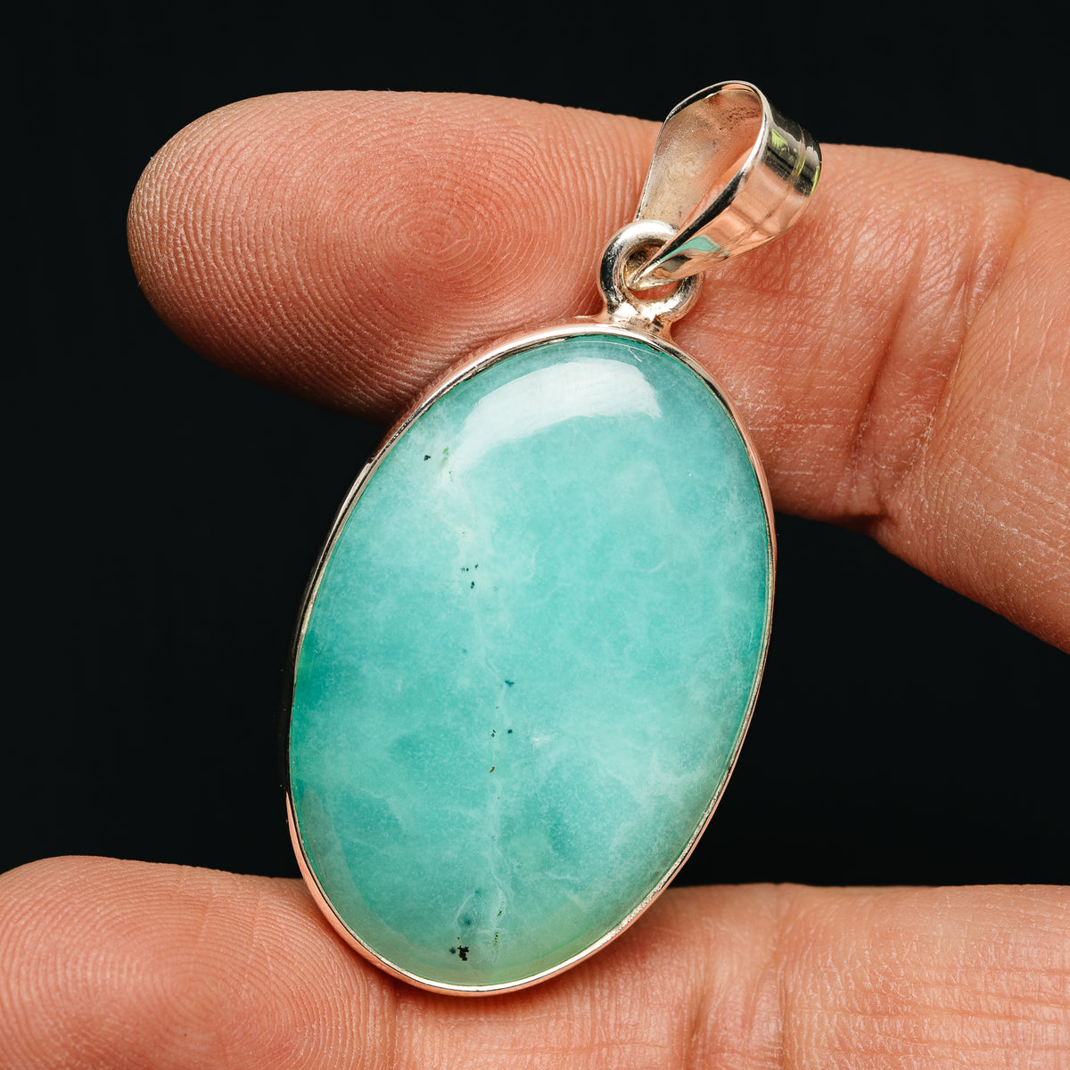 Premium Gemmy Chrysoprase Pendant 1 7/8" (.925 Sterling Silver)