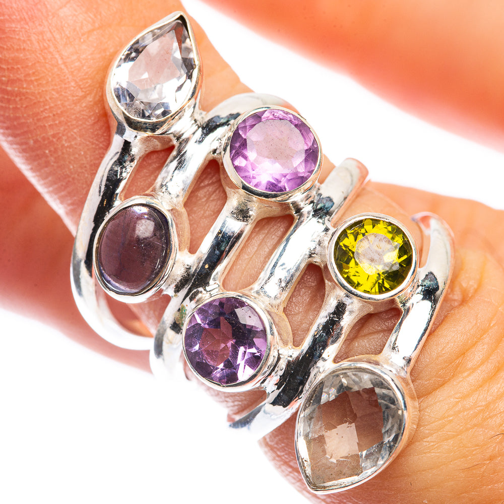 Large Tanzanite, Amethyst, Peridot, White Quartz Ring Size 5.75 (925 Sterling Silver) RING143323