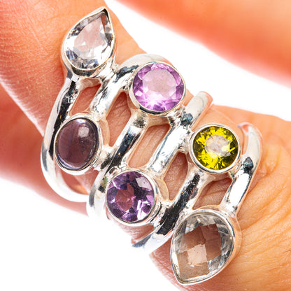 Large Tanzanite, Amethyst, Peridot, White Quartz Ring Size 5.75 (925 Sterling Silver) RING143323