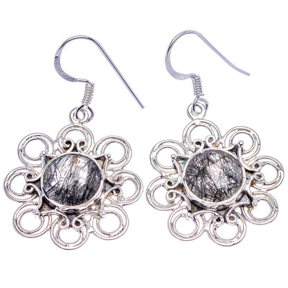 Premium Tourmalinated Quartz Earrings 1 5/8" (.925 Sterling Silver)