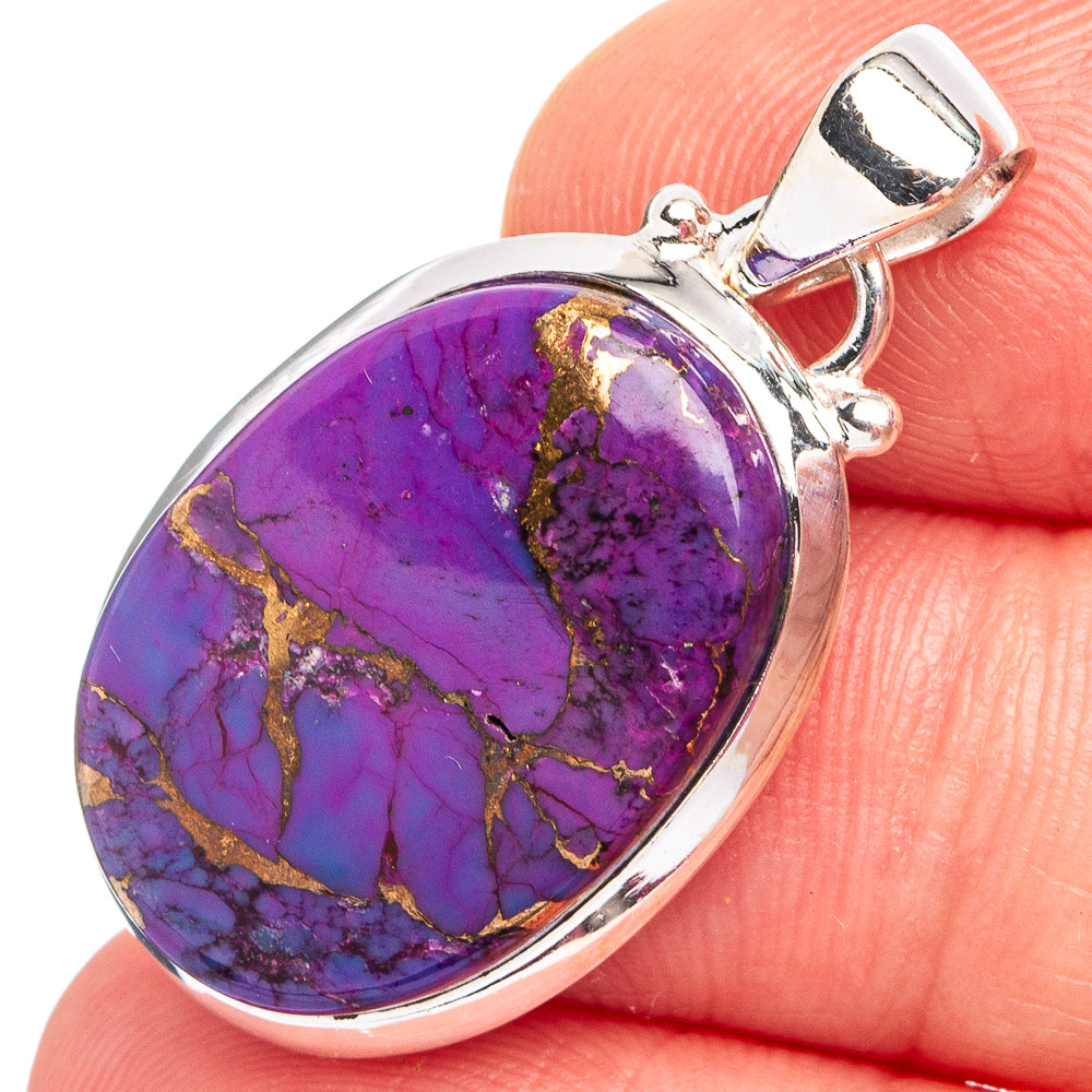 Purple Copper Turquoise Pendant 1 1/4" (.925 Sterling Silver)