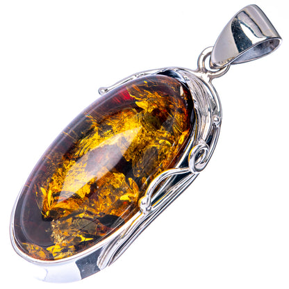 Ana Silver Co Baltic Amber Pendant 2" (925 Sterlnig Silver)